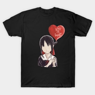 Kaguya sama Kaguya shinomiya holding a heart-shaped red balloon with text on it in an aesthetic watercolor art T-Shirt